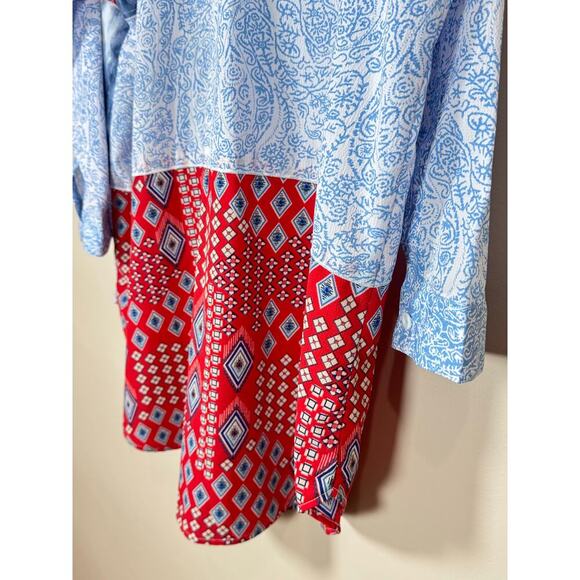 Calessa Women’s Button Up Long Sleeve Tunic Blouse Patchwork Plus size 2X - Picture 7 of 8